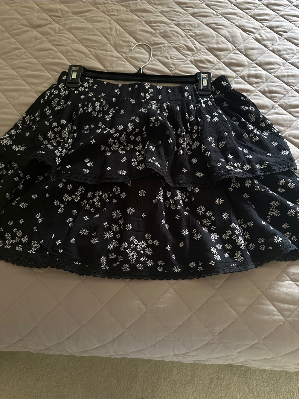 SO Black Floral Tiered Skater Skirt
